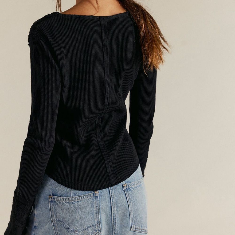 Free People Butterfly Cuff Lace Tim Top in Black - Picture 2 of 10